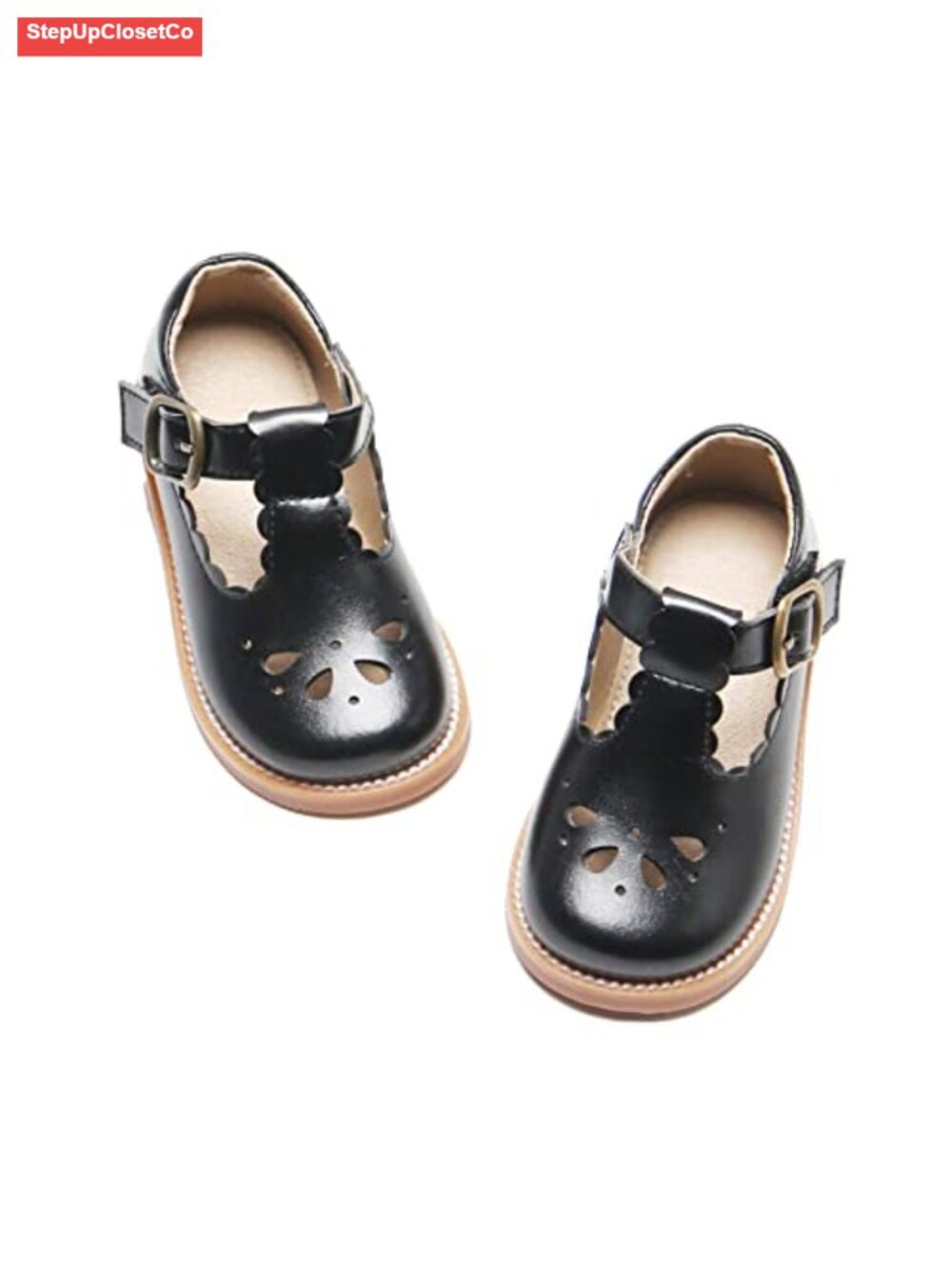 Toddler Girls Mary Jane Ballet Flats - Non-Slip Hook & Loop Dress Shoes for